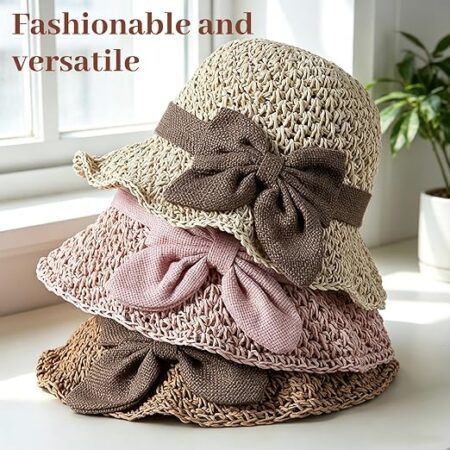 Elegant straw sun hat with bow