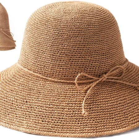 Women Handmade Straw Floppy Foldable Packable Sun Hat