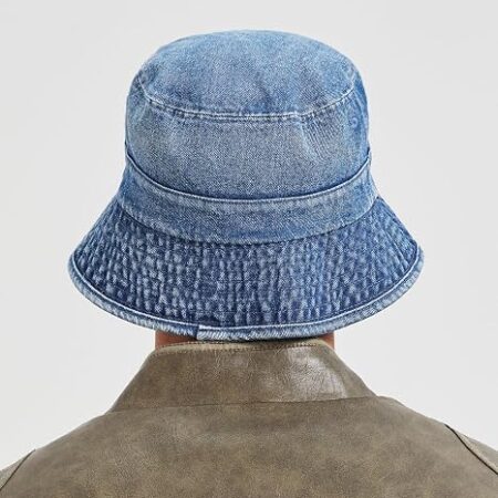 Oversized Denim Bucket Hat with Chin Cord Packable