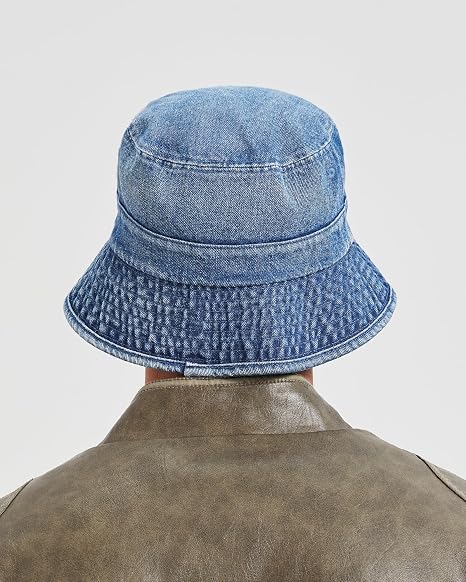 Oversized Denim Bucket Hat with Chin Cord Packable