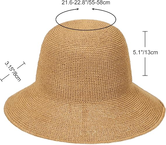 Women's handmade crochet straw bucket hat - Image 2